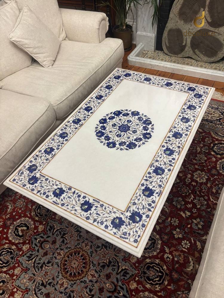 White Rectangle Blue Tabletop 48 - Image 1