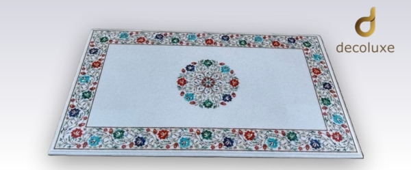 White Rectangle Multicolor Tabletop 72