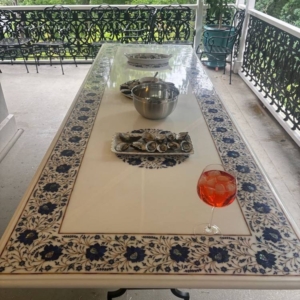White Rectangle Blue Tabletop 96 - Image 1