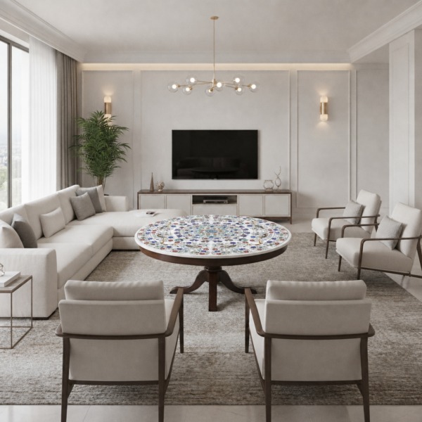 White Circle Multicolor Tabletop 50