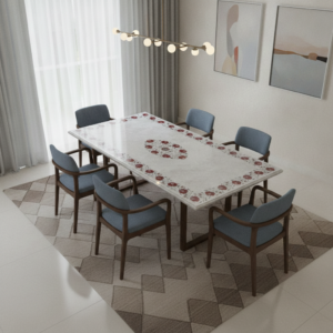 White Rectangle Red Floral Tabletop 72 - Image 3